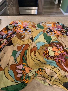 Vibrant Floral Patchwork Peasant Blouse - Multicolor